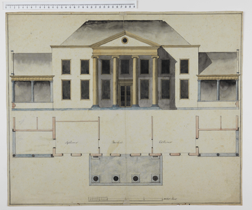 1337 Aanzicht en plattegrond van de gevel van het huis Eyckestein
